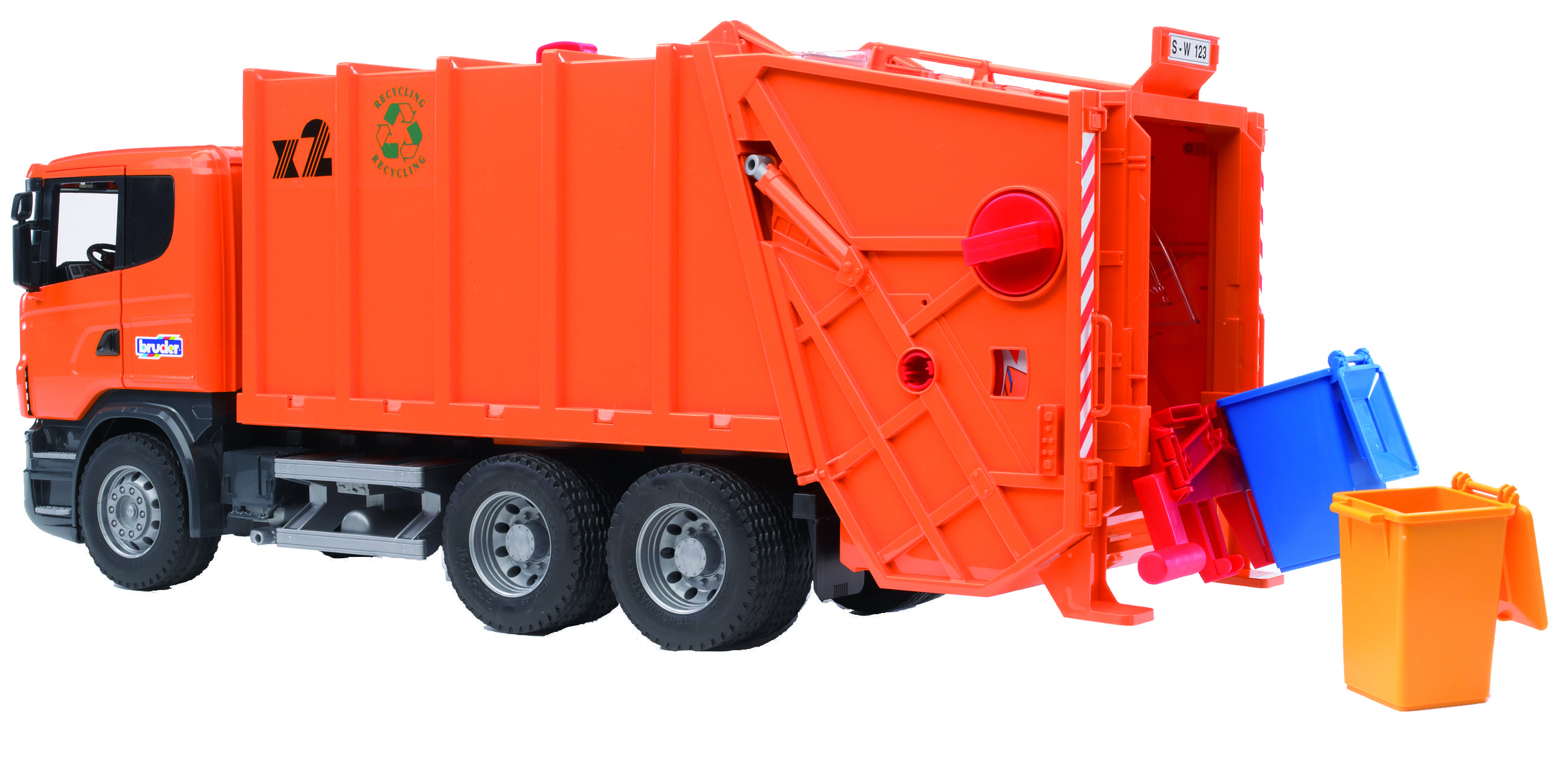 orange garbage truck toy